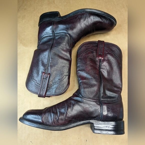 Lucchese Boots men's size 8.5D black cherry leather classic Western cowboy boots - Picture 7 of 13